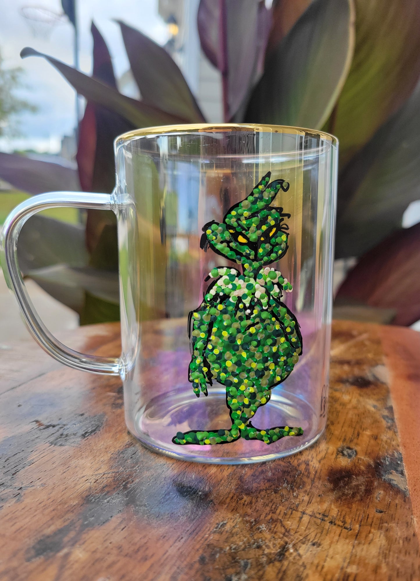 Grinch. Coffee Glass Cup.