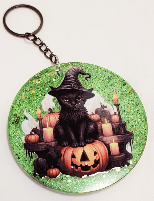 Black Cat Resin Keychain