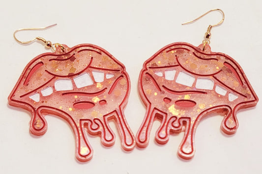 Dripping Lips Earrings