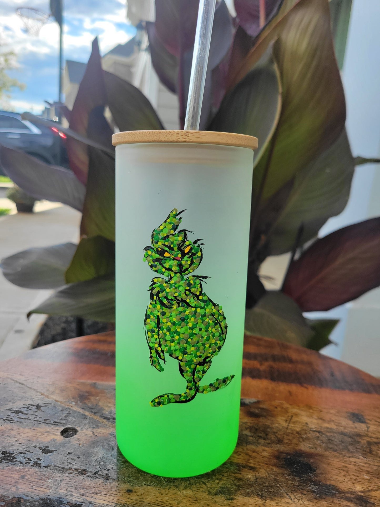 Grinch. Glass Tumbler.