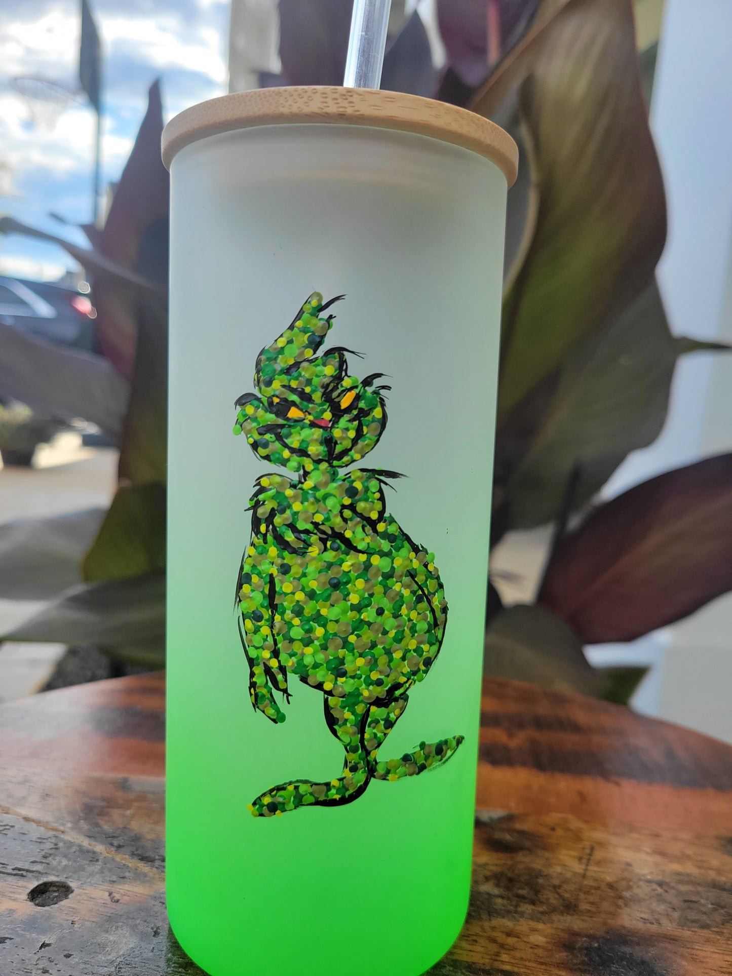 Grinch. Glass Tumbler.