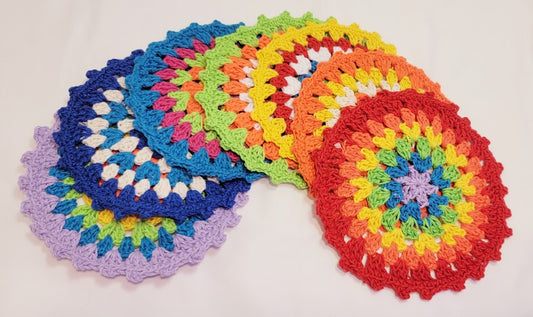 Rainbow Crochet Coasters