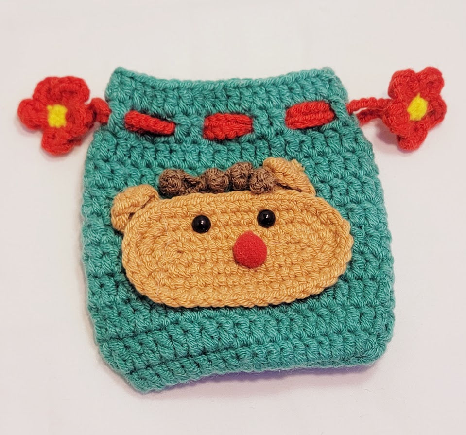 Crochet Reindeer Coin Purse