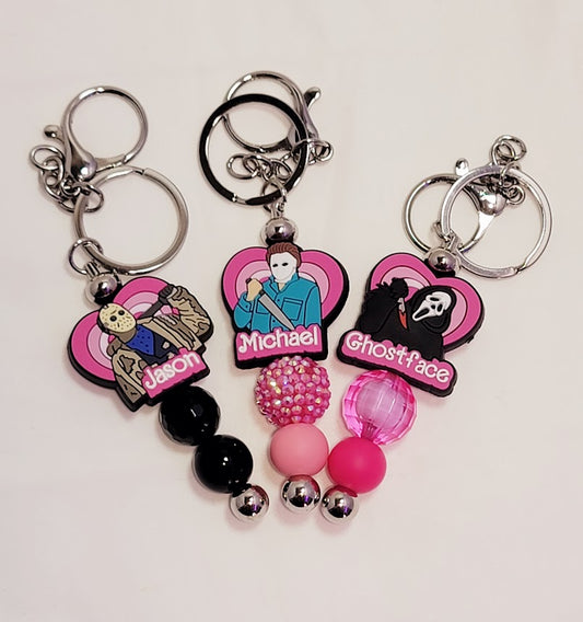 Heart Horror Beaded Bar KeyChain - Multiple Options