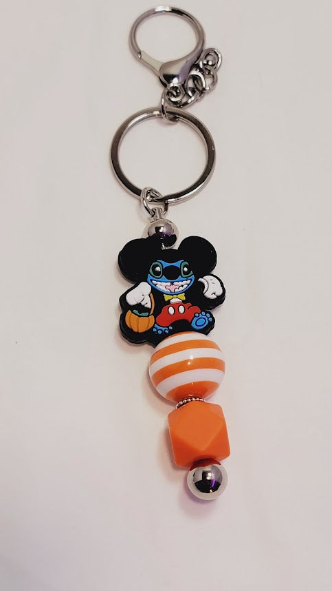 Beaded Bar Keychain - Stitch dressed as Mickey