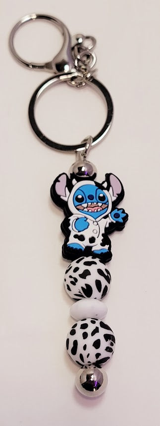 Beaded Bar Keychain - Stitch dressed as Cow