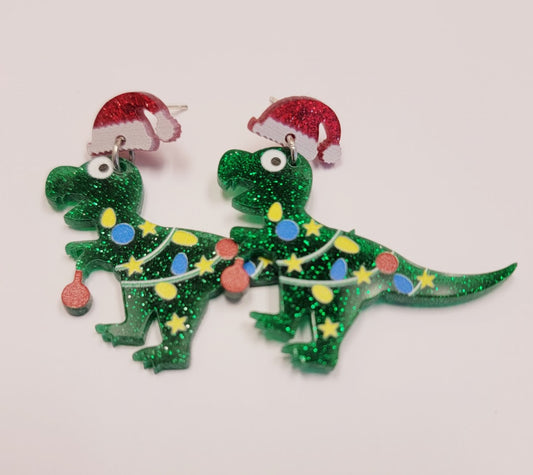 Christmas Dino Earrings