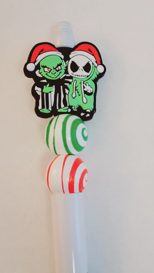 Grinch and Jack Beaded Pen