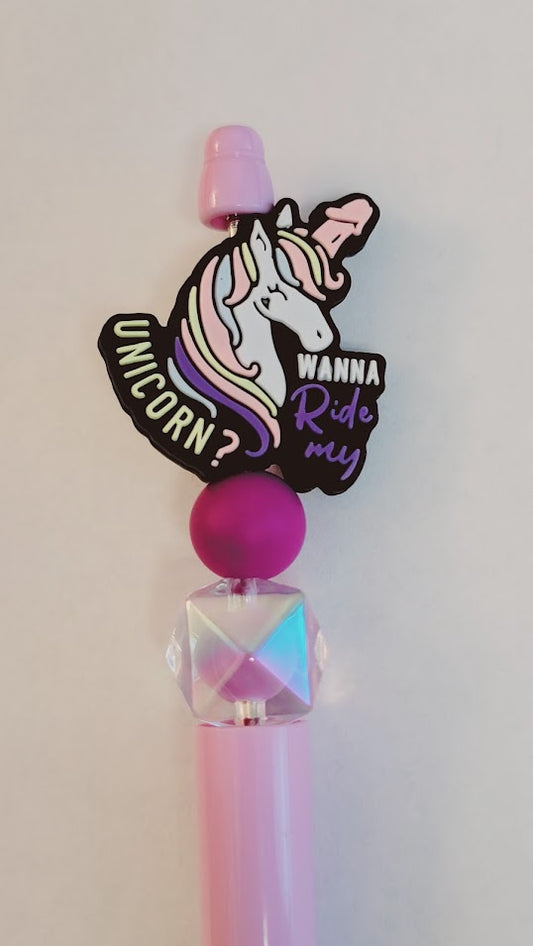 Naughty Unicorn Beaded Pen