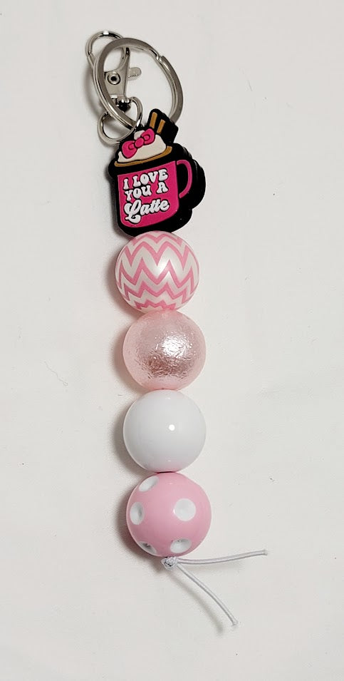 Beaded Bar Keychain - "I love you a Latte" - 2 Options