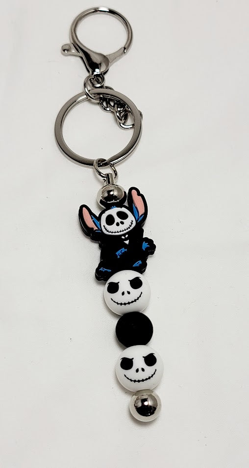 Beaded Bar Keychain -Jack Skellington Stitch - 2 Options