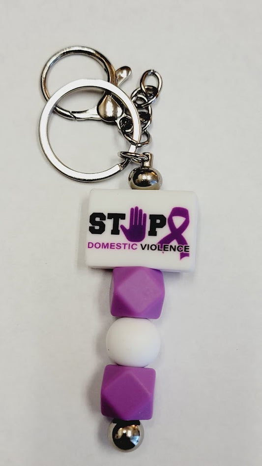 "Stop Domestic Violence"  Bar Keychain