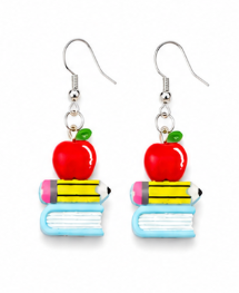 Book/Pencil/Apple - Earrings